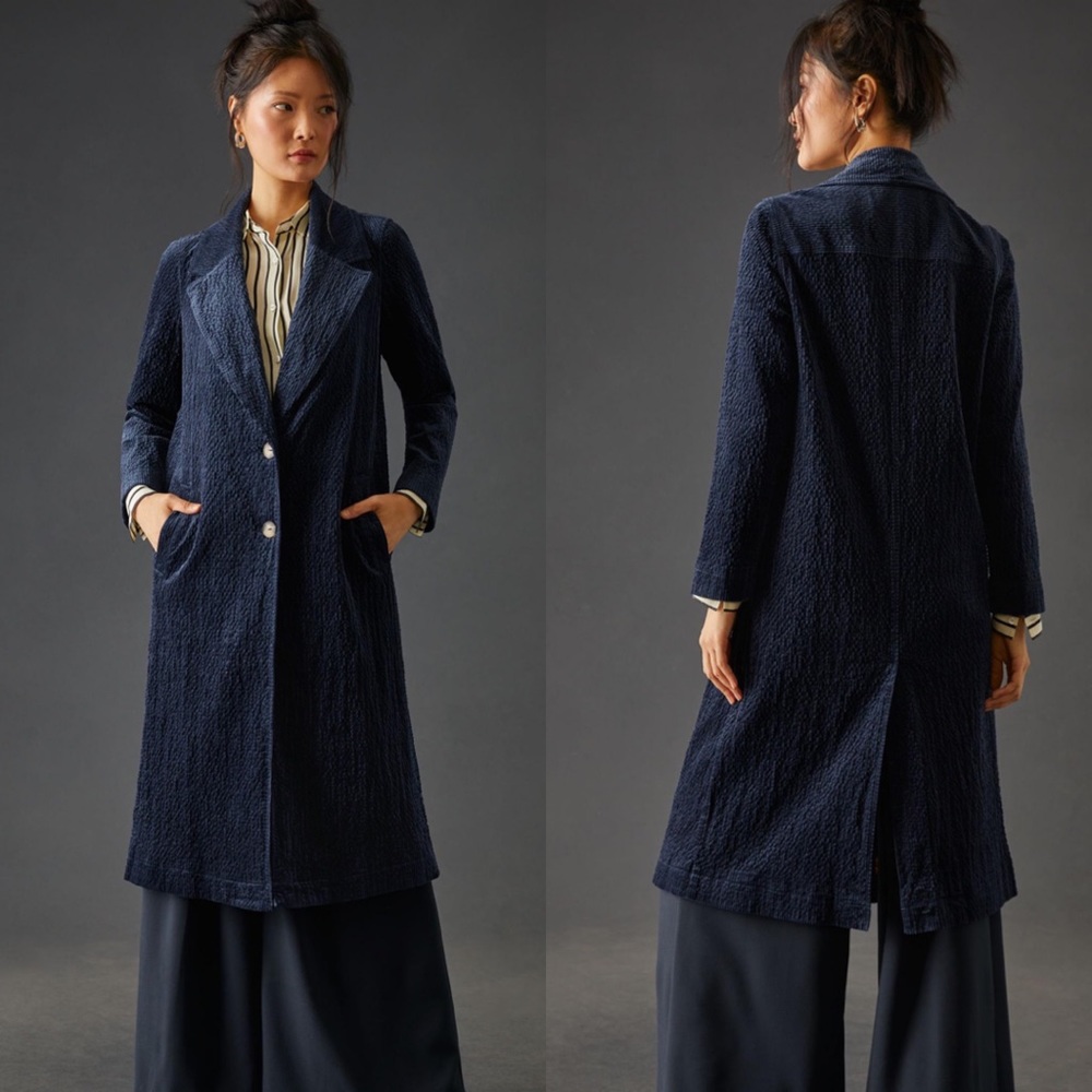 Anthropologie Navy Corduroy Coat